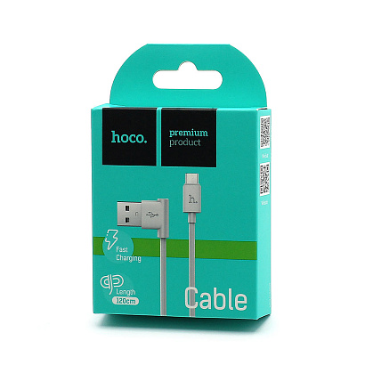Кабель USB - Micro USB HOCO UPM10 "L Shape" (2.1А, 120см) белый
