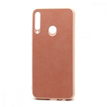 Чехол силиконовый с кожаной вставкой Leather Cover для Huawei Honor 9C/P40 Lite E розовый