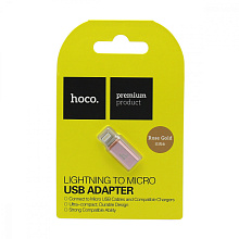 Переходник Hoco Micro USB - Lightning розовый