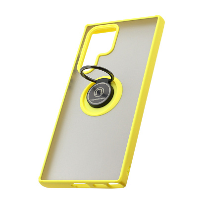 Чехол Shockproof Ring для Samsung Galaxy S22 Ultra (001) желто-черный