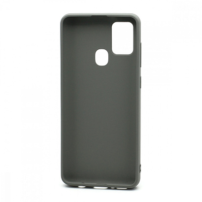 Чехол силиконовый с кожаной вставкой Leather Cover для Samsung Galaxy A21S серый
