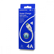 Кабель USB - Micro USB Borofone BX33 "Billow flash" (4А, 100см) белый