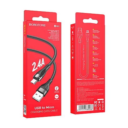 Кабель USB - Micro USB Borofone BX61 "Source" (2.4А, 100см) черный
