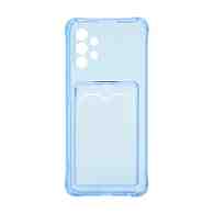 Чехол с кармашком для Samsung Galaxy A32 4G прозрачный (003) голубой