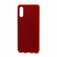 Чехол силиконовый с кожаной вставкой Leather Cover для Samsung Galaxy A02/M02 красный