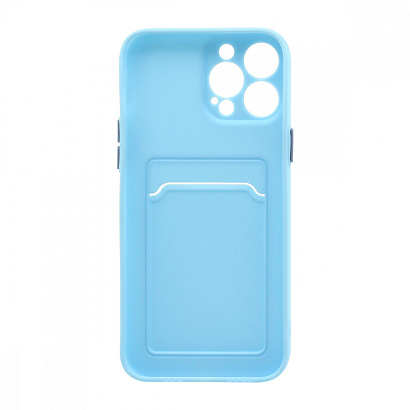 Чехол с кармашком и цветными кнопками для Apple iPhone 13 Pro Max/6.7 (007) голубой