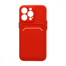 Чехол с кармашком и цветными кнопками для Apple iPhone 13 Pro/6.1 (010) красный