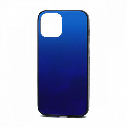 Чехол со стеклянной вставкой Gradient для Apple iPhone 12 Pro Max/6.7 (007) синий