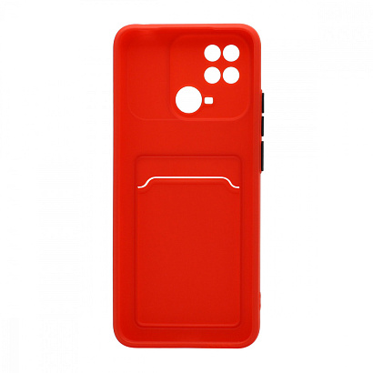 Чехол с кармашком и цветными кнопками для Xiaomi Redmi 10C (008) красный