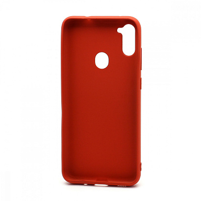 Чехол силиконовый с кожаной вставкой Leather Cover для Samsung Galaxy A11/M11 красный