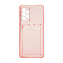 Чехол с кармашком для Samsung Galaxy A52 прозрачный (006) розовый
