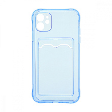 Чехол с кармашком для Apple iPhone 11/6.1 прозрачный (003) голубой
