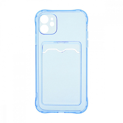 Чехол с кармашком для Apple iPhone 11/6.1 прозрачный (003) голубой
