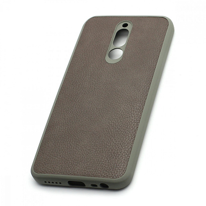 Чехол силиконовый с кожаной вставкой Leather Cover для Xiaomi Redmi 8 серый