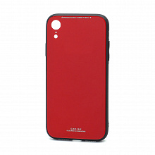 Чехол со стеклянной вставкой без лого для Apple iPhone XR красный