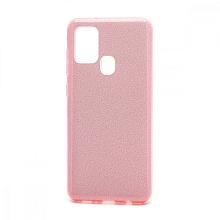 Чехол Fashion с блестками силикон-пластик для Samsung Galaxy A21S розовый