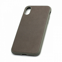 Чехол силиконовый с кожаной вставкой Leather Cover для Apple iPhone X/XS серый