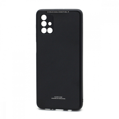 Чехол со стеклянной вставкой без лого для Samsung Galaxy М51 черный