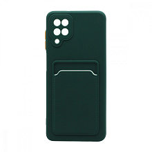 Чехол с кармашком и цветными кнопками для Samsung A12/M12 (002) темно зеленый