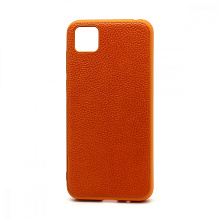 Чехол силиконовый с кожаной вставкой Leather Cover для Huawei Honor 9S/Y5p оранжевый
