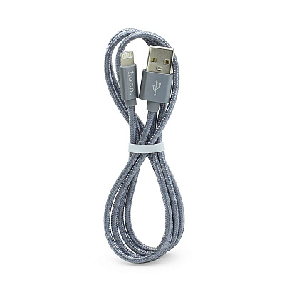 Кабель USB - Lightning HOCO X2 "Knitted" (2.4А, 100см) серый