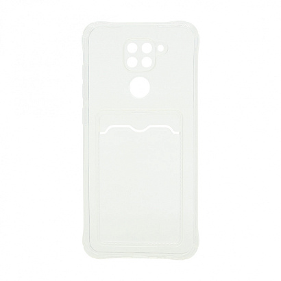 Чехол с кармашком для Xiaomi Redmi Note 9 прозрачный (001)