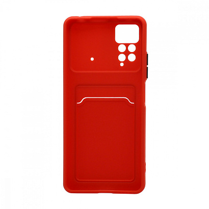 Чехол с кармашком и цветными кнопками для Xiaomi Redmi Note 11 Pro (010) красный