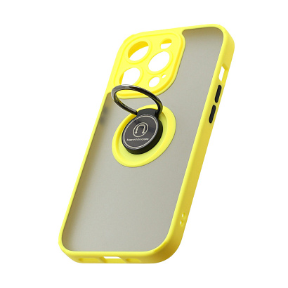 Чехол Shockproof Ring для Apple iPhone 14 Pro/6.1 (001) желто-черный