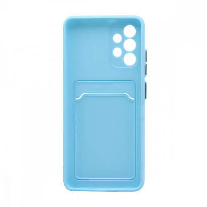 Чехол с кармашком и цветными кнопками для Samsung A32 4G (007) голубой