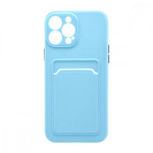 Чехол с кармашком и цветными кнопками для Apple iPhone 13 Pro Max/6.7 (007) голубой