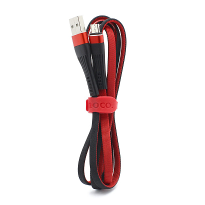 Кабель USB - Micro USB HOCO U39 "Slender" (2.4А, 120см) красно-черный
