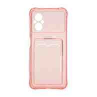 Чехол с кармашком для Xiaomi Poco M4 5G/M5 4G прозрачный (006) розовый