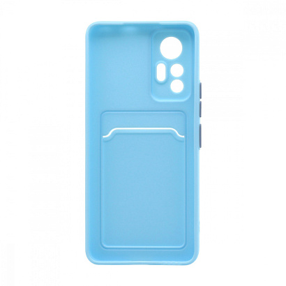 Чехол с кармашком и цветными кнопками для Xiaomi 12 Lite (007) голубой