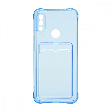 Чехол с кармашком для Xiaomi Redmi Note 7 прозрачный (003) голубой