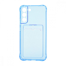 Чехол с кармашком для Samsung Galaxy S22 Plus прозрачный (003) голубой