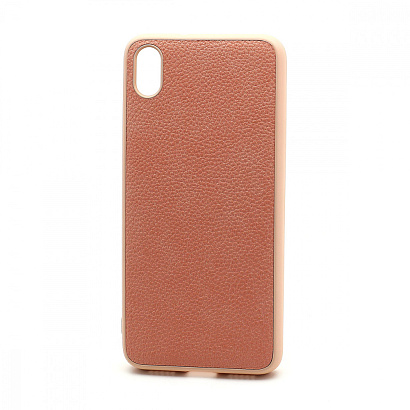 Чехол силиконовый с кожаной вставкой Leather Cover для Xiaomi Redmi 7A розовый