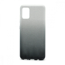 Чехол Fashion с блестками силикон-пластик для Samsung Galaxy A31 серебристо-черный