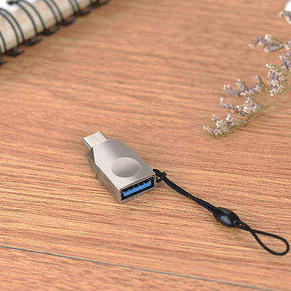 Переходник Hoco UA9 USB - Type-C серебристый