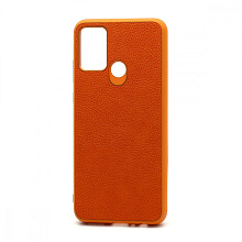 Чехол силиконовый с кожаной вставкой Leather Cover для Huawei Honor 9A оранжевый