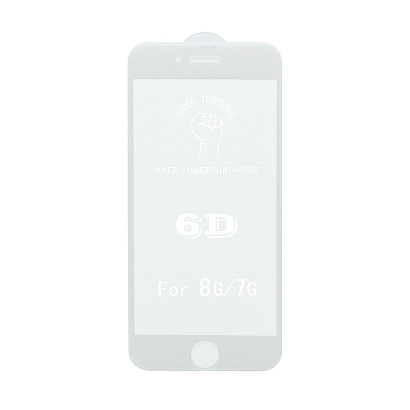 Защитное стекло 6D Premium для Apple iPhone 7/8/SE 2020 белое тех. пак