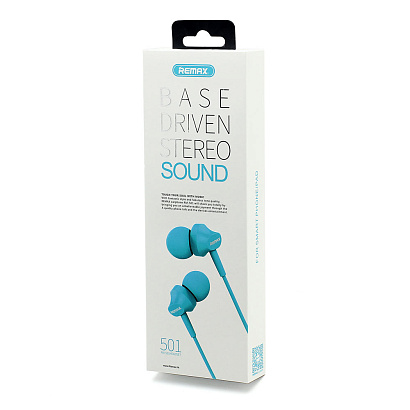 Наушники с микрофоном Remax Base Driven Stereo Sound RM-501 (3.5 mm jack) голубые