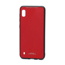Чехол со стеклянной вставкой без лого для Samsung Galaxy M10 красный