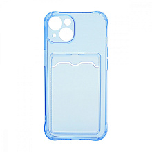 Чехол с кармашком для Apple iPhone 14/6.1 прозрачный (003) голубой