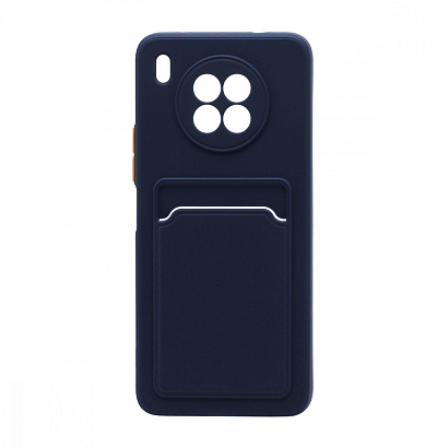 Чехол с кармашком и цветными кнопками для Huawei Honor 50 Lite/Nova 8i (001) темно синий