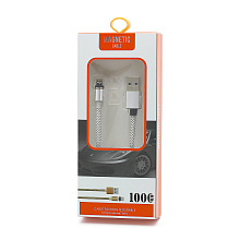 Кабель USB - Lightning USB Magnetic Cable (100 см/магнитный/плетеный) серебристый
