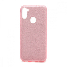Чехол Fashion с блестками силикон-пластик для Samsung Galaxy A11/M11 розовый