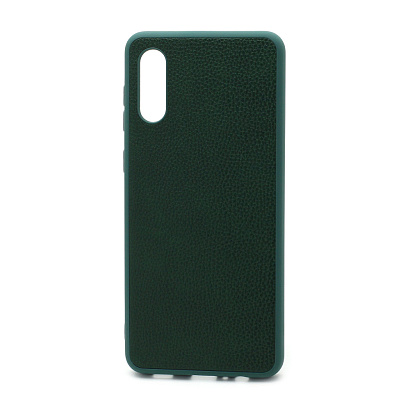 Чехол силиконовый с кожаной вставкой Leather Cover для Samsung Galaxy A02/M02 зеленый