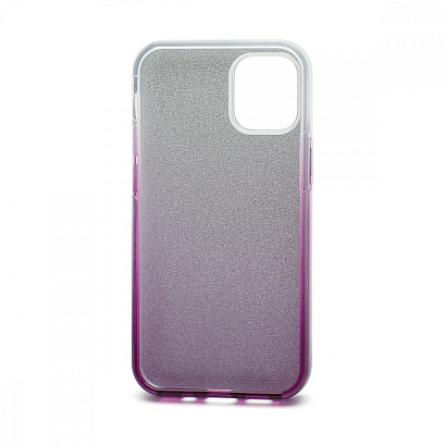 Чехол Fashion с блестками силикон-пластик для Apple iPhone 12 Mini/5.4 серебристо-фиолетовый