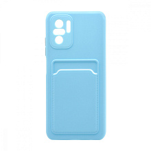 Чехол с кармашком и цветными кнопками для Xiaomi Redmi Note 10 4G (007) голубой