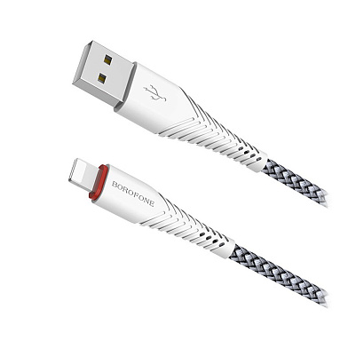 Кабель USB - Lightning Borofone BX25 "Powerful" (2.4А, 100см) белый